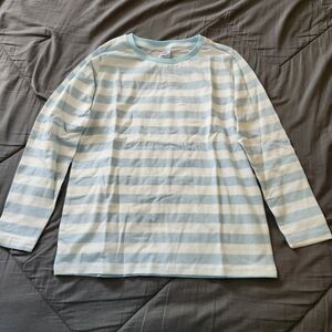 Kids Long Sleeve Striped Tee - Light Blue & White